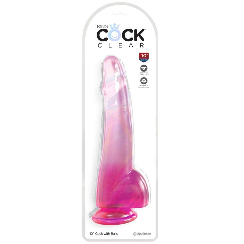 KING COCK - CLEAR DILDO CON TESTICOLI 19 CM ROSA 1 