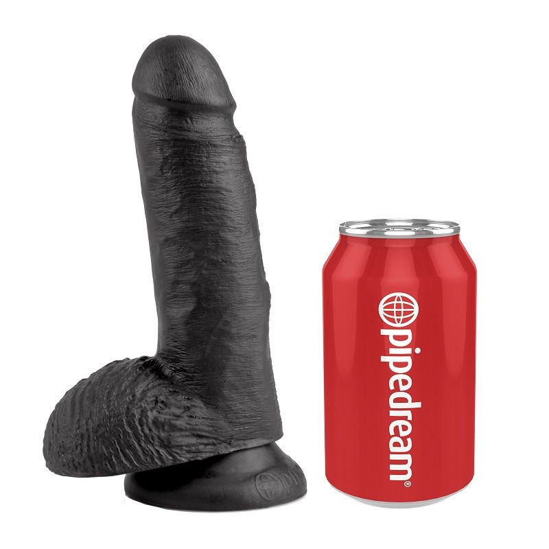 KING COCK - 7 DILDO SCHWARZ MIT EIER 17.8 CM 3 