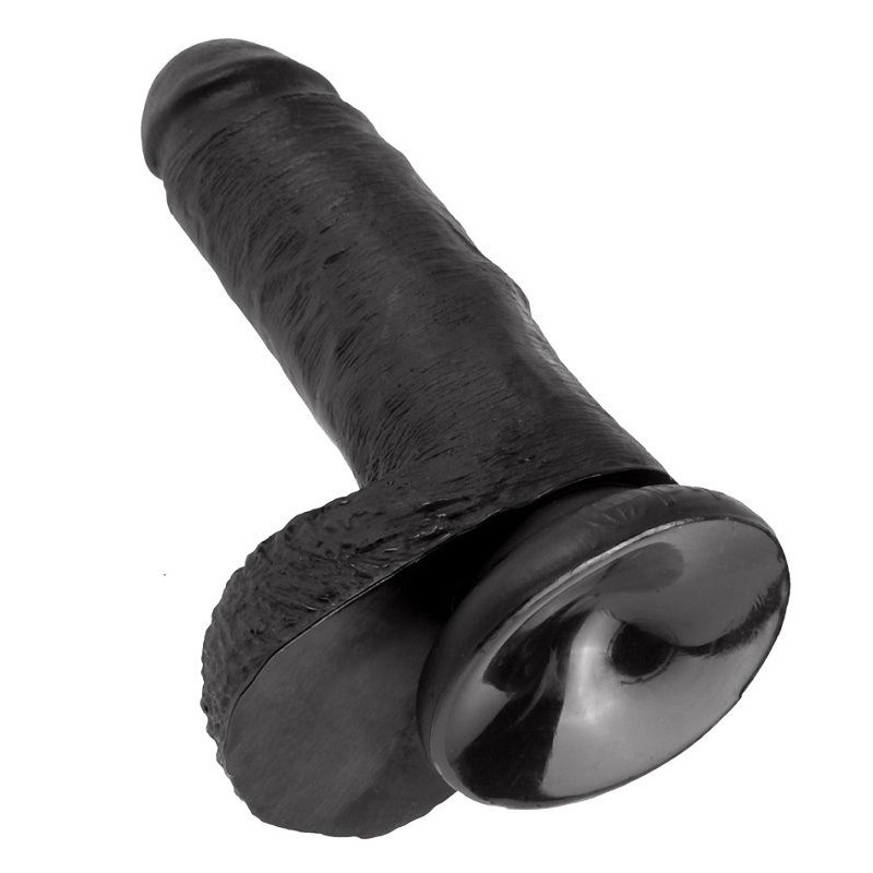 KING COCK - 7 DILDO SCHWARZ MIT EIER 17.8 CM 4 