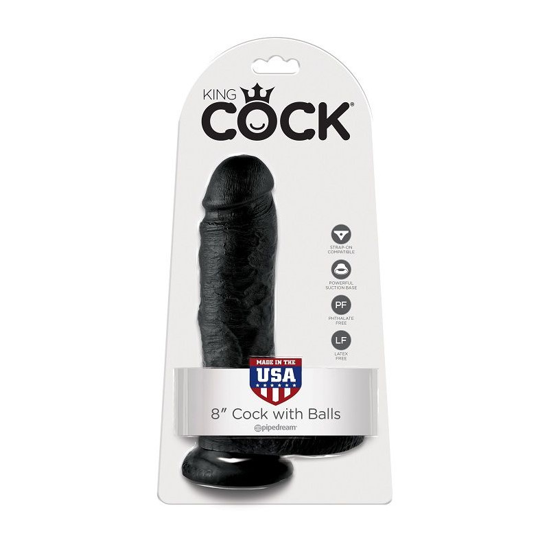 KING COCK - 8 DILDO SCHWARZ MIT EIER 20.3 CM 1 