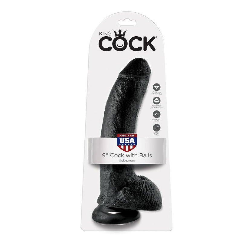 KING COCK - 9 DILDO BLACK WITH BALLS 22.9 CM 1 