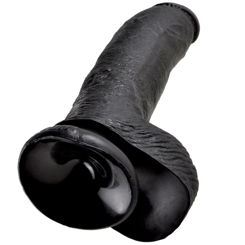 KING COCK - 9 DILDO BLACK WITH BALLS 22.9 CM 4 