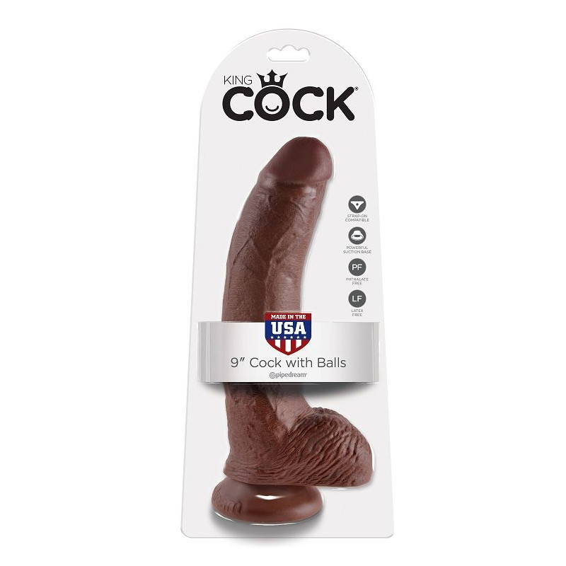 KING COCK - 9 DILDO BRAUN MIT EIER 22.9 CM 1 