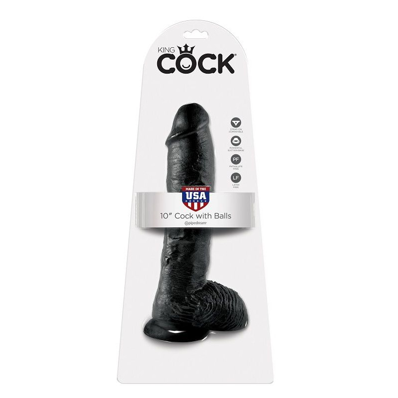 KING COCK - 10 DILDO SCHWARZ MIT EIER 25.4 CM 1 