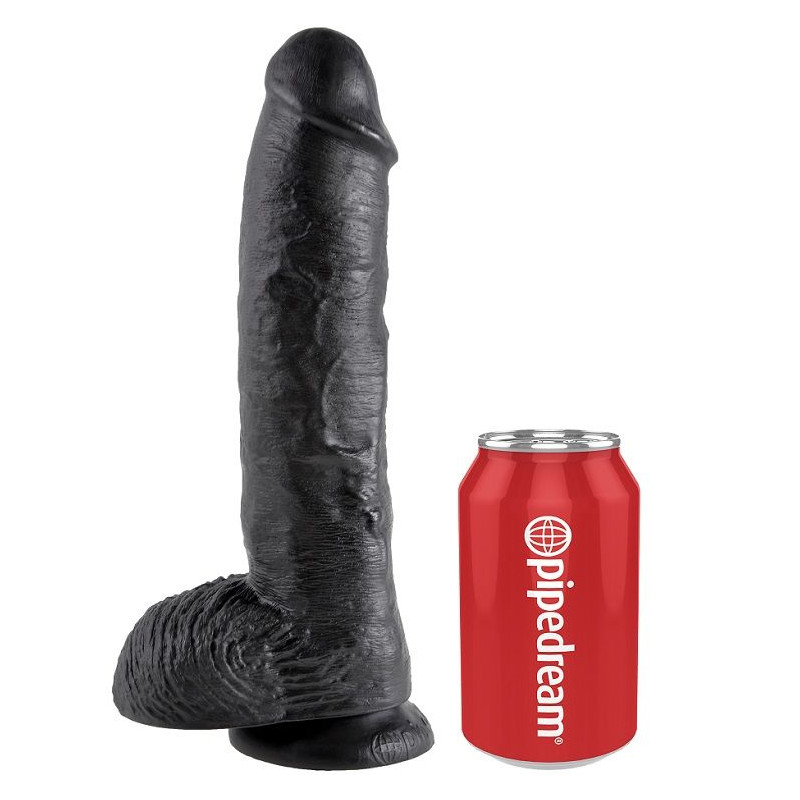 KING COCK - 10 DILDO SCHWARZ MIT EIER 25.4 CM 3 