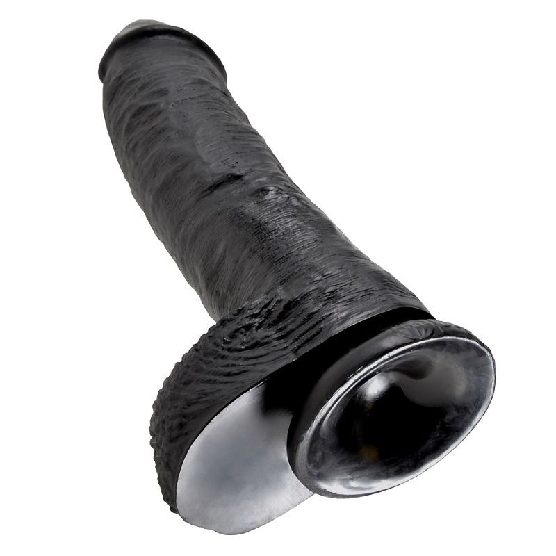 KING COCK - 10 DILDO BLACK WITH BALLS 25.4 CM 4 