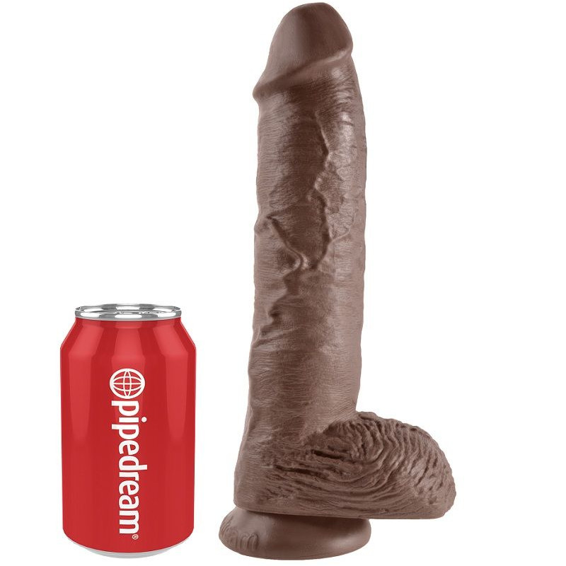 KING COCK - 10 DILDO BRAUN MIT EIER 25.4 CM 3 