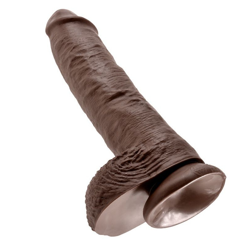 KING COCK - 10 DILDO BRAUN MIT EIER 25.4 CM 4 