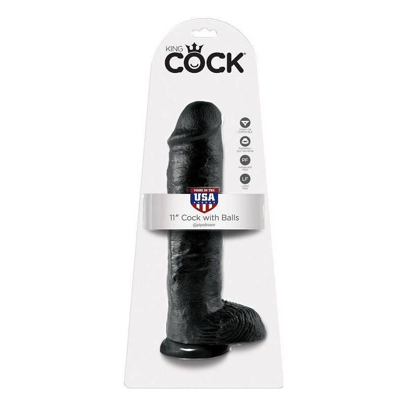 KING COCK - 11 GODE NOIR AVEC BOULES 28 CM 1 