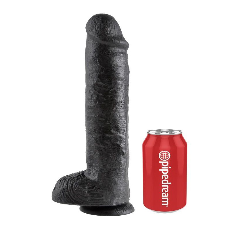 KING COCK - 11 DILDO BLACK WITH BALLS 28 CM 3 