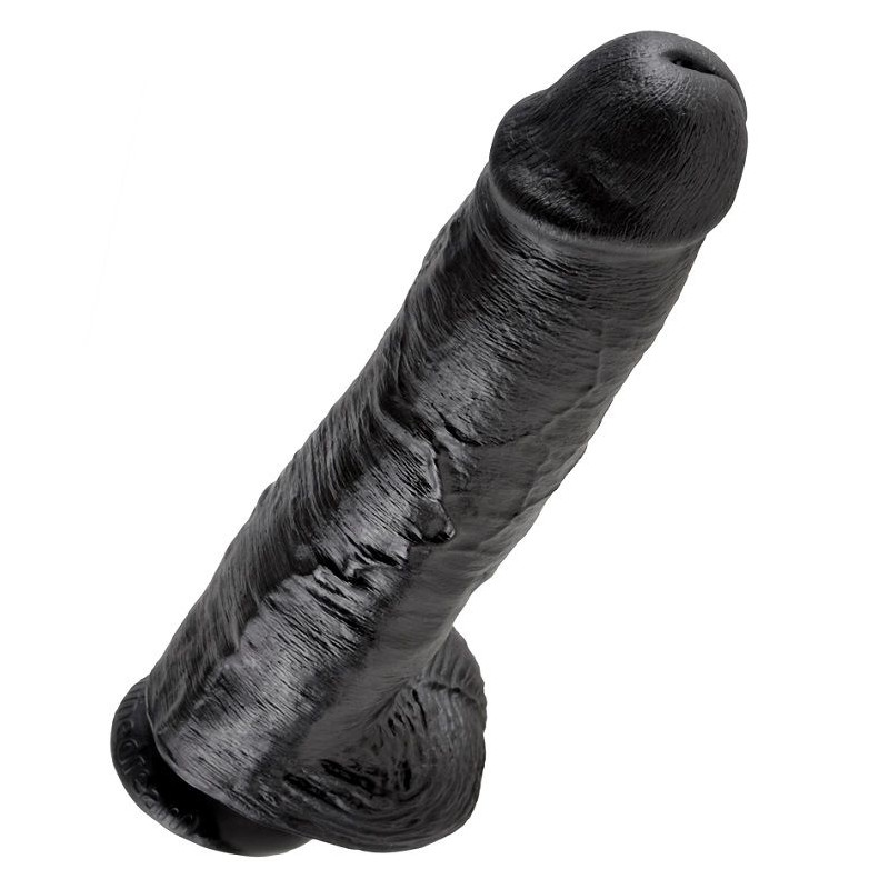 KING COCK - 11 DILDO BLACK WITH BALLS 28 CM 4 