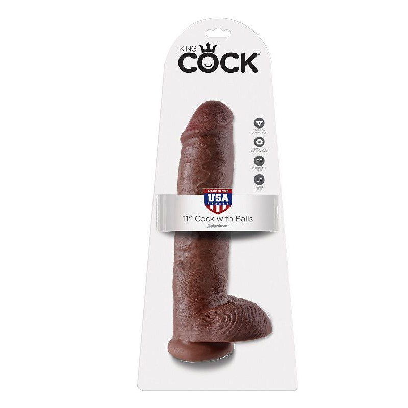 KING COCK - 11 GODE MARRON AVEC BOULES 28 CM 1 