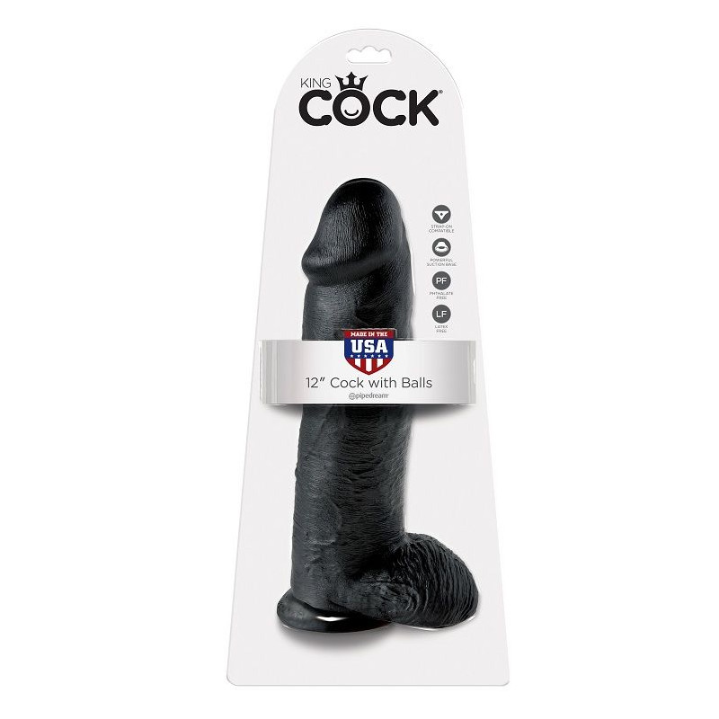 KING COCK - 12 DILDO SCHWARZ MIT EIER 30.48 CM 1 