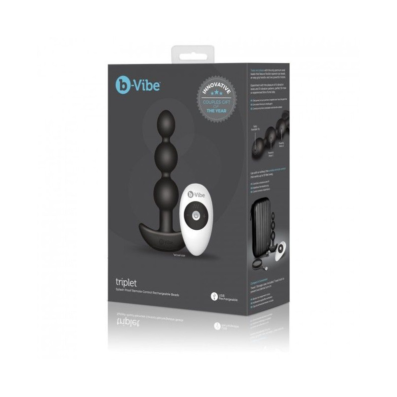 B-VIBE - TRIPLET ANAL REMOTE CONTROL BEADS BLACK 7 