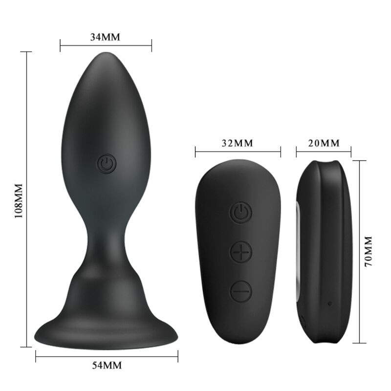 MR PLAY - ANAL PLUG WITH VIBRATION BLACK REMOTE CONTROL 4 