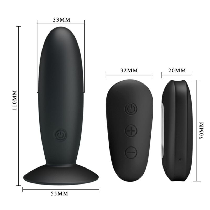 MR PLAY - ANAL PLUG WITH VIBRATION BLACK REMOTE CONTROL 5 