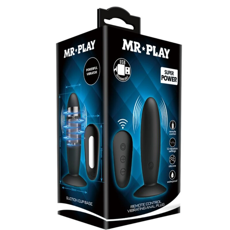 MR PLAY - ANAL PLUG WITH VIBRATION BLACK REMOTE CONTROL 7 