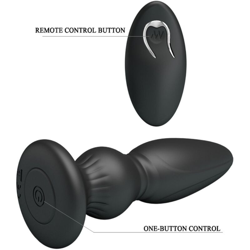 MR PLAY - POWERFUL VIBRATOR REMOTE CONTROL ANAL PLUG BLACK 6 