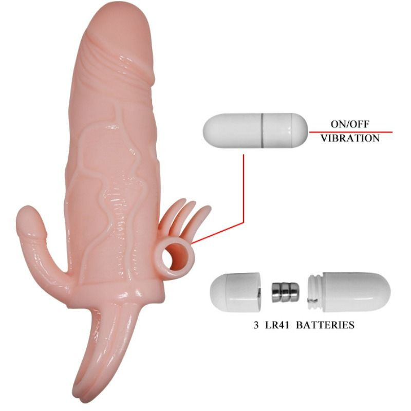 BAILE - BRAVE MAN PENIS COVER WITH CLIT AND ANAL STIMULATION FLESH 16.5 CM 7 