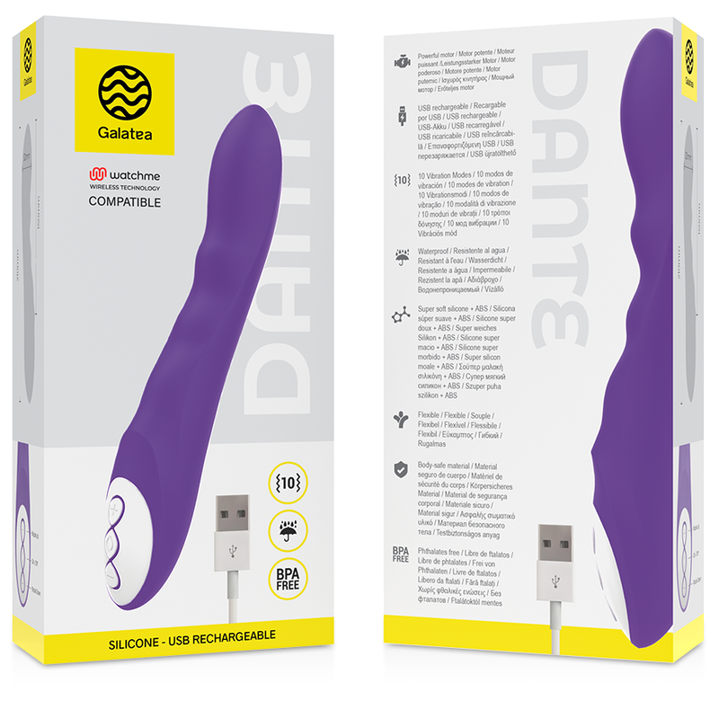 GALATEA - VIBRATEUR DANTE LILAS COMPATIBLE AVEC LA TECHNOLOGIE SANS FIL WATCHME 2 