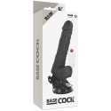 BASECOCK - VIBRATEUR RÉALISTE TÉLÉCOMMANDE NOIR AVEC TESTICULES 19.5 CM -O- 4 CM 4 