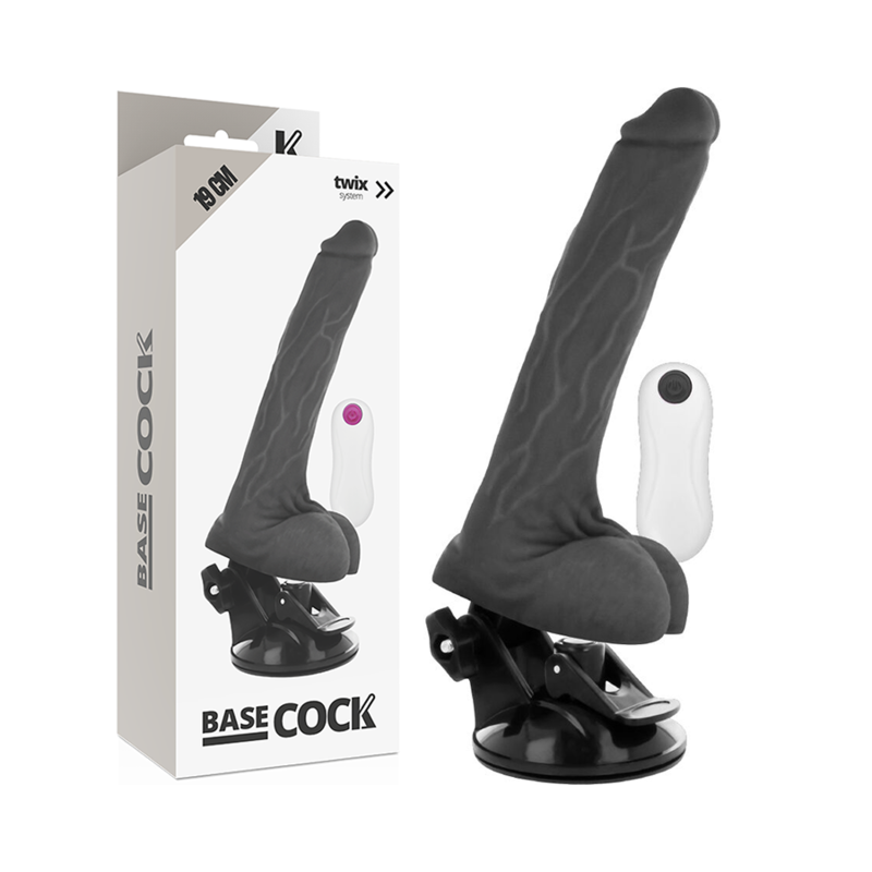 BASECOCK - VIBRATORE REALISTICO TELECOMANDO NERO 19 CM -O- 4 CM 2 