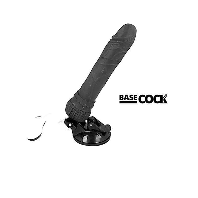 BASECOCK - REALISTISCHER VIBRATOR MIT FERNBEDIENUNG SCHWARZ 19.5 CM -O- 4 CM 1 