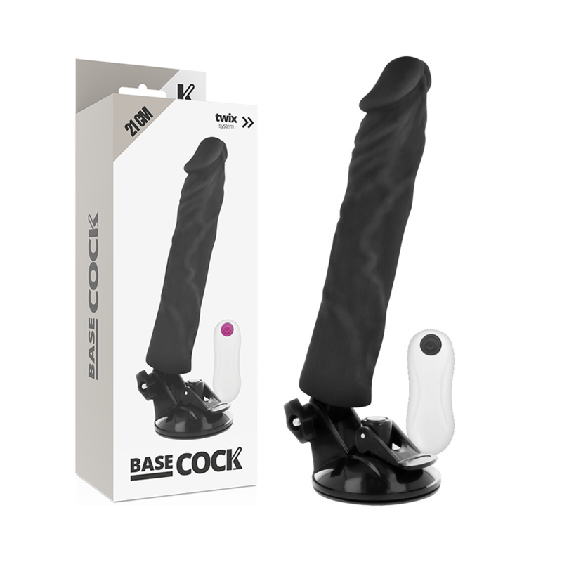 BASECOCK - VIBRATEUR RÉALISTE TÉLÉCOMMANDE NOIR 21 CM -O- 4 CM 2 