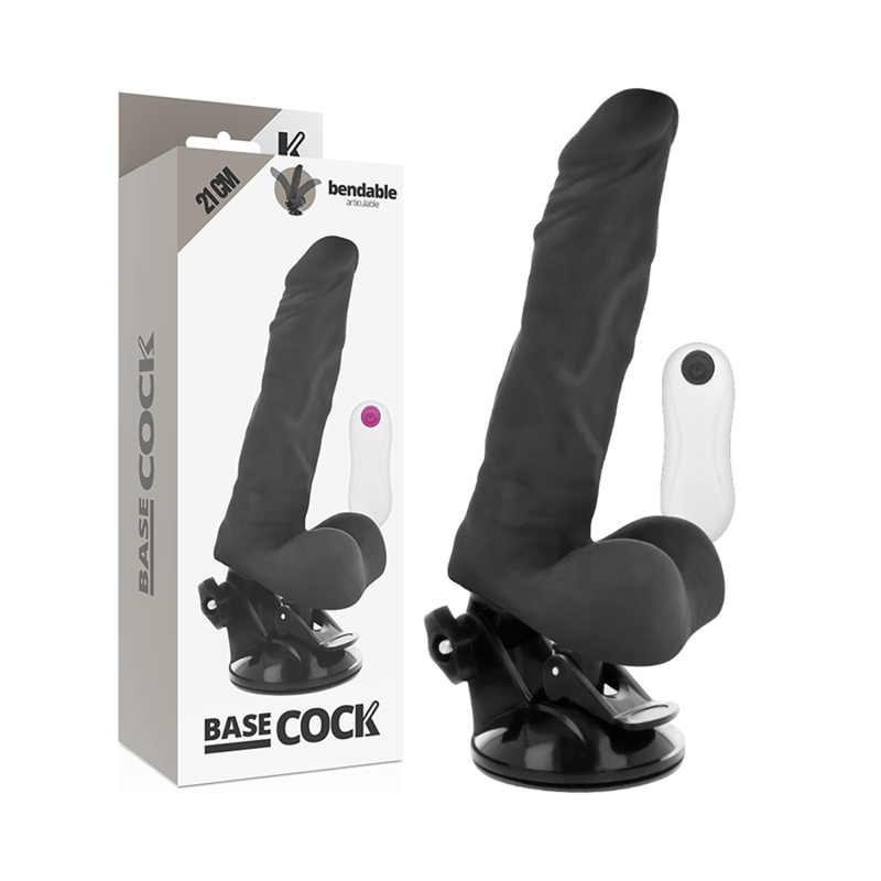 BASECOCK - ARTIKULIERBARER VIBRATOR MIT FERNBEDIENUNG SCHWARZ 21 CM -O- 5 CM 2 