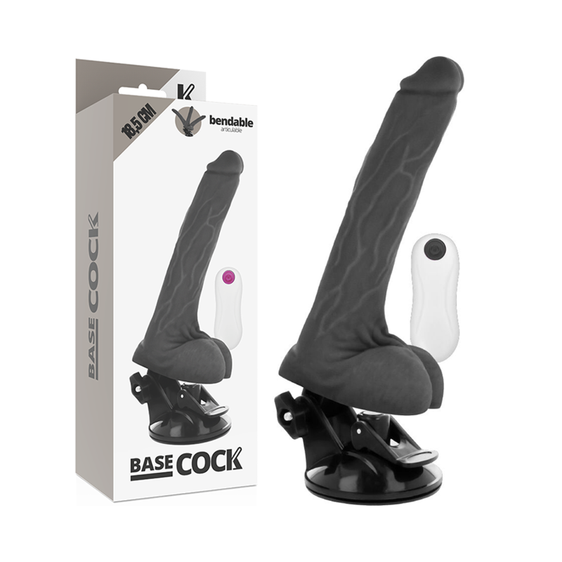 BASECOCK - ARTIKULIERBARER VIBRATOR MIT FERNBEDIENUNG SCHWARZ 18.5 CM -O- 4 CM 2 