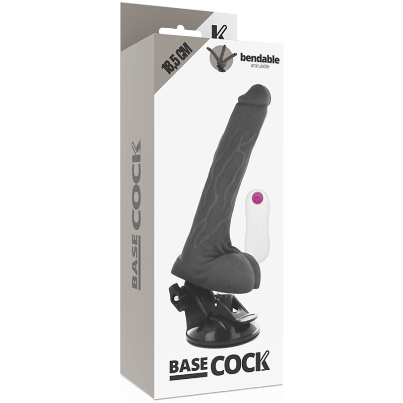 BASECOCK - VIBRATORE ARTICOLABILE TELECOMANDO NERO 18.5 CM -O- 4 CM 5 