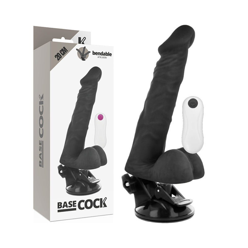 BASECOCK - ARTIKULIERBARER VIBRATOR MIT FERNBEDIENUNG SCHWARZ 20 CM -O- 4.5 CM 2 