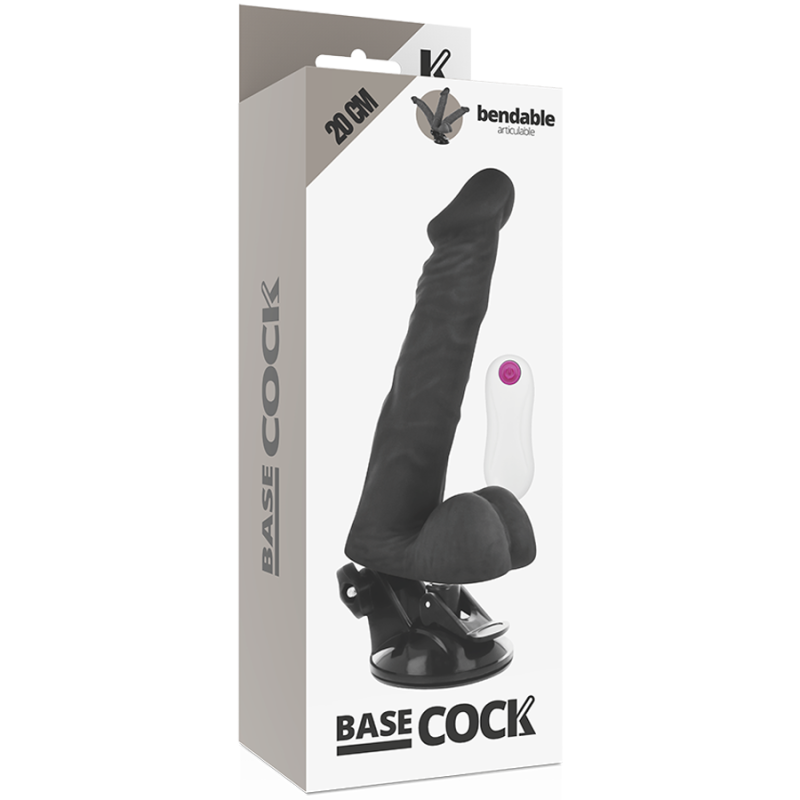 BASECOCK - ARTIKULIERBARER VIBRATOR MIT FERNBEDIENUNG SCHWARZ 20 CM -O- 4.5 CM 5 