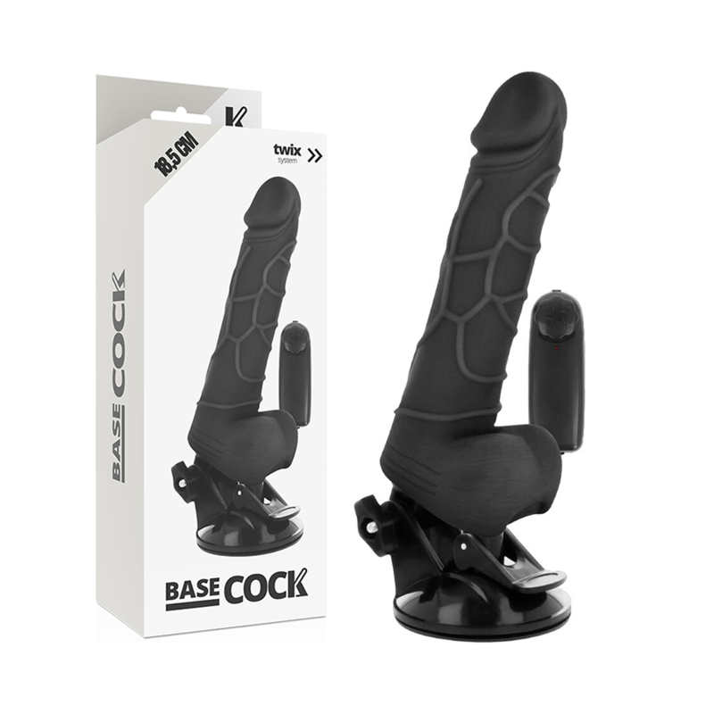 BASECOCK - VIBRATORE REALISTICO TELECOMANDO NERO 18.5 CM -O- 4CM 2 