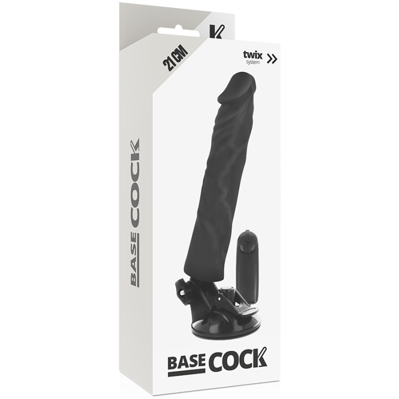 BASECOCK - REALISTISCHER VIBRATOR MIT FERNBEDIENUNG SCHWARZ 21 CM -O- 4 CM 4 