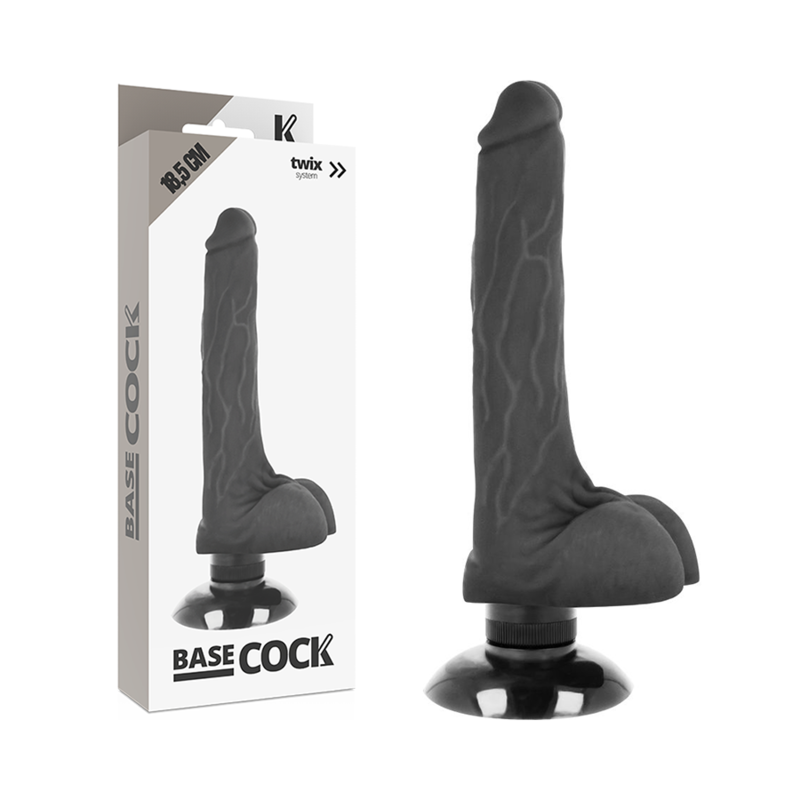 BASECOCK - VIBRATEUR RÉALISTE 2-1 NOIR 18.5 CM -O- 4 CM 2 