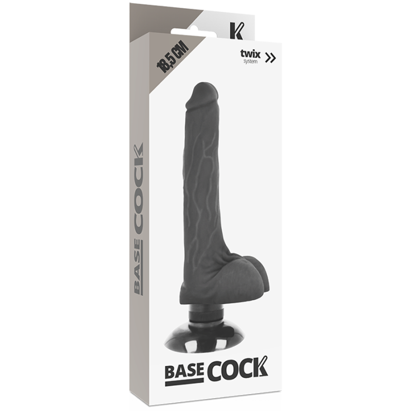 BASECOCK - VIBRATEUR RÉALISTE 2-1 NOIR 18.5 CM -O- 4 CM 5 