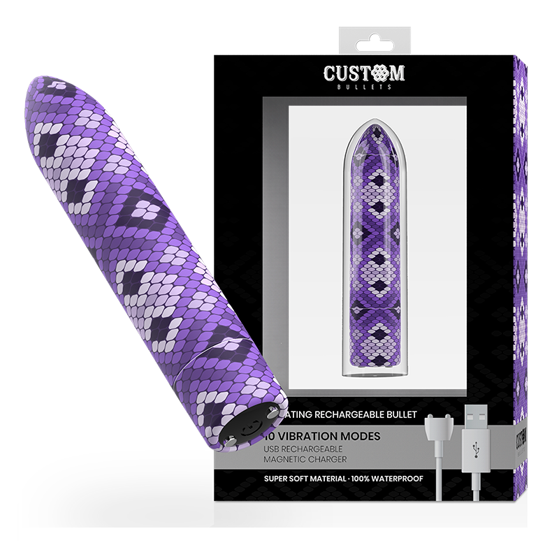 CUSTOM BULLETS - RECHARGEABLE SNAKE PURPLE MAGNETIC BULLET 10 INTENSITIES 1 