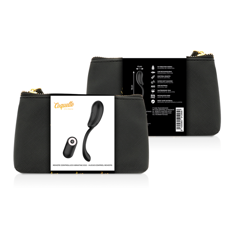 COQUETTE CHIC DESIRE - OEUF VIBRANT TÉLÉCOMMANDE RECHARGEABLE NOIR/OR 2 