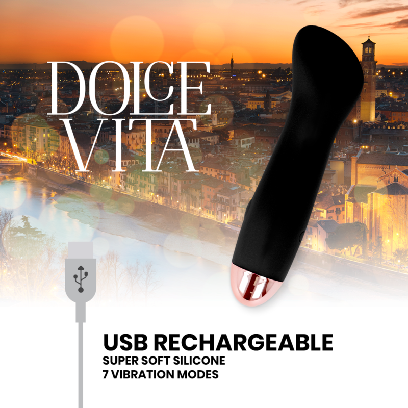 DOLCE VITA - RECHARGEABLE VIBRATOR ONE BLACK 7 SPEED 4 