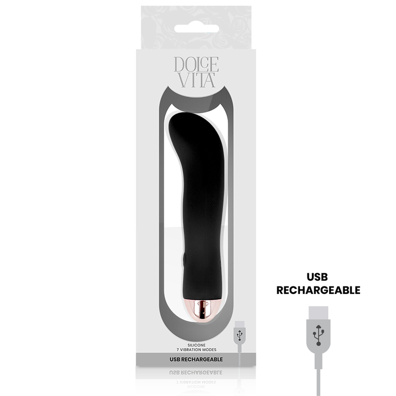 DOLCE VITA - RECHARGEABLE VIBRATOR TWO BLACK 7 SPEED 3 