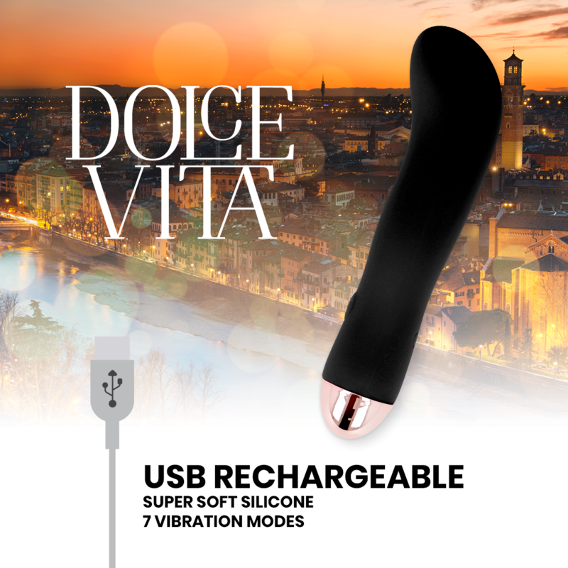 DOLCE VITA - RECHARGEABLE VIBRATOR TWO BLACK 7 SPEED 4 