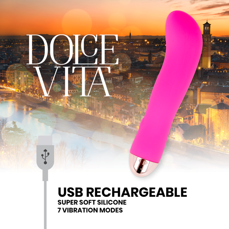 DOLCE VITA - RECHARGEABLE VIBRATOR TWO PINK 7 SPEEDS 4 