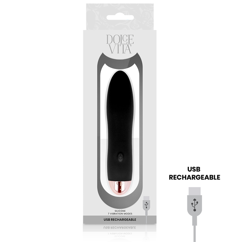 DOLCE VITA - RECHARGEABLE VIBRATOR FOUR BLACK 7 SPEEDS 2 