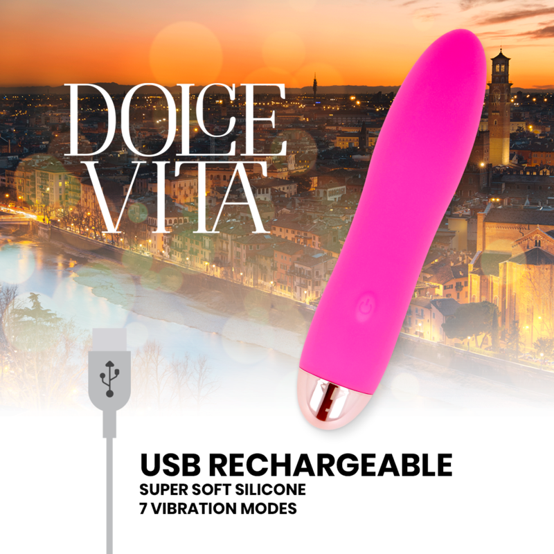 DOLCE VITA - RECHARGEABLE VIBRATOR FOUR PINK 7 SPEEDS 3 