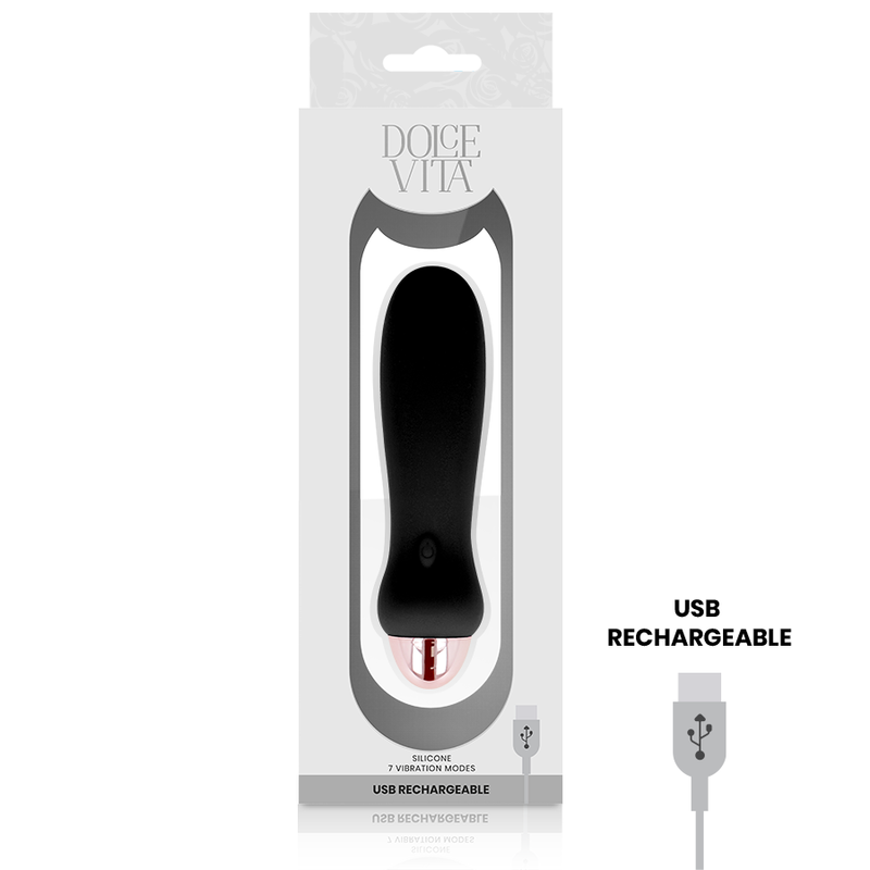 DOLCE VITA - VIBRATEUR RECHARGEABLE CINQ NOIR 7 VITESSES 2 