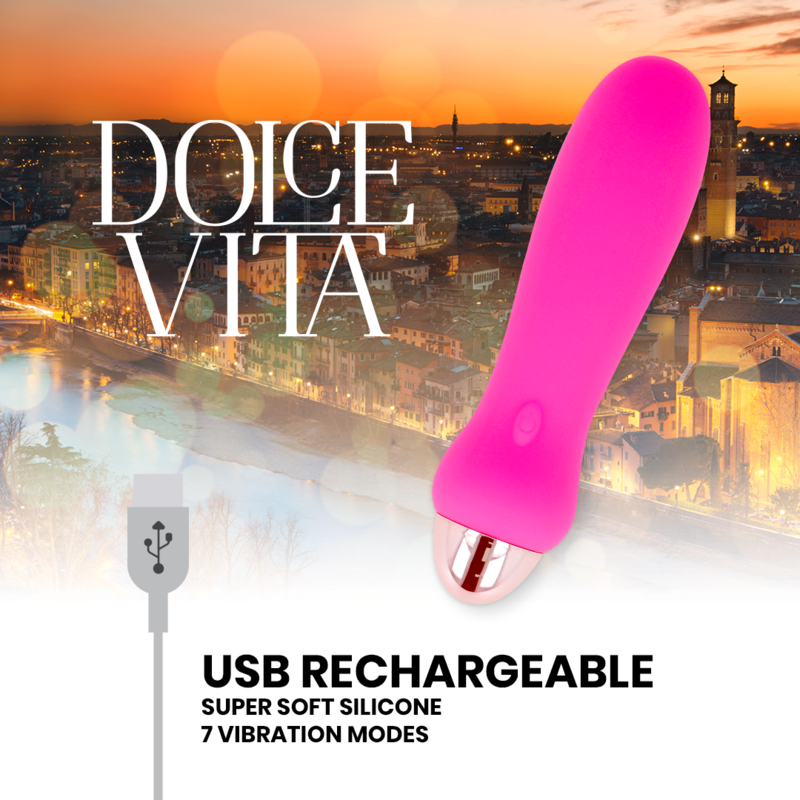 DOLCE VITA - RECHARGEABLE VIBRATOR FIVE PINK 7 SPEEDS 3 