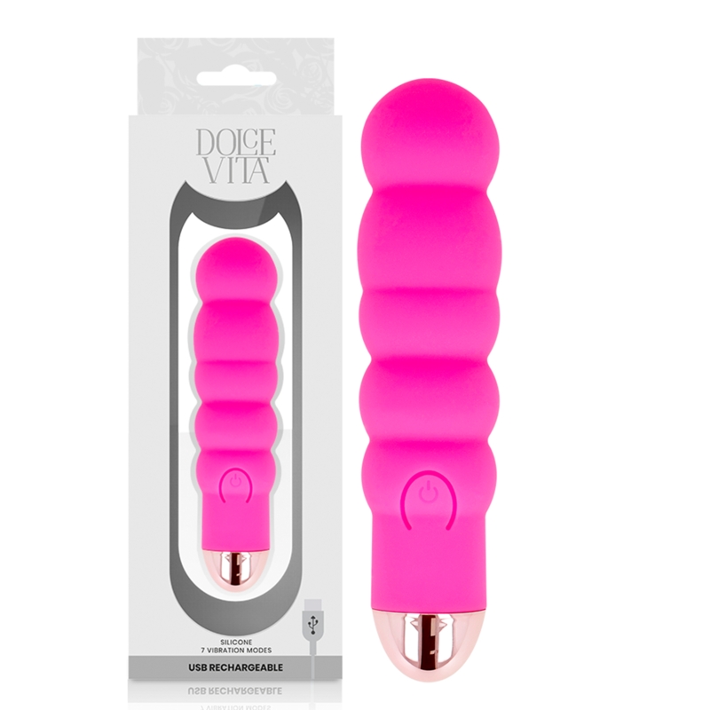 DOLCE VITA - AUFLADBARER VIBRATOR SECHS ROSA 7 GESCHWINDIGKEITEN 1 