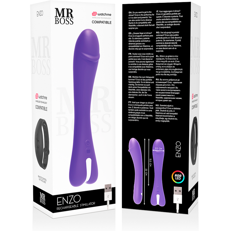 MR BOSS - ENZO VIBRATOR WATCHME WIRELESS TECHONOLOGY COMPATIBLE 10 