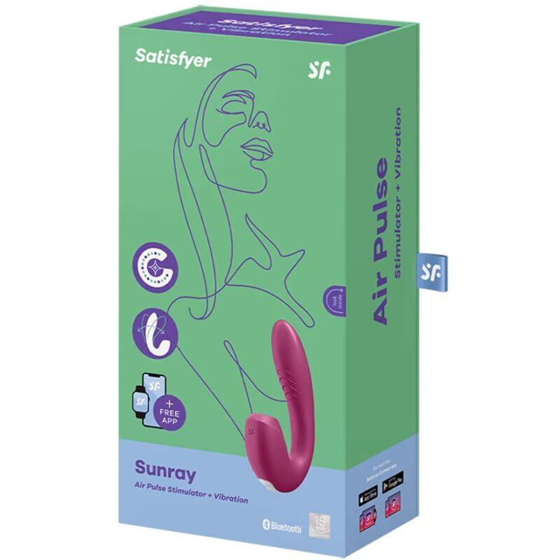 SATISFYER - SUNRAY STIMULATOR AND VIBRATOR APP RED 2 